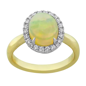 0.36CT DIAMOND 1.75CT OPAL RING