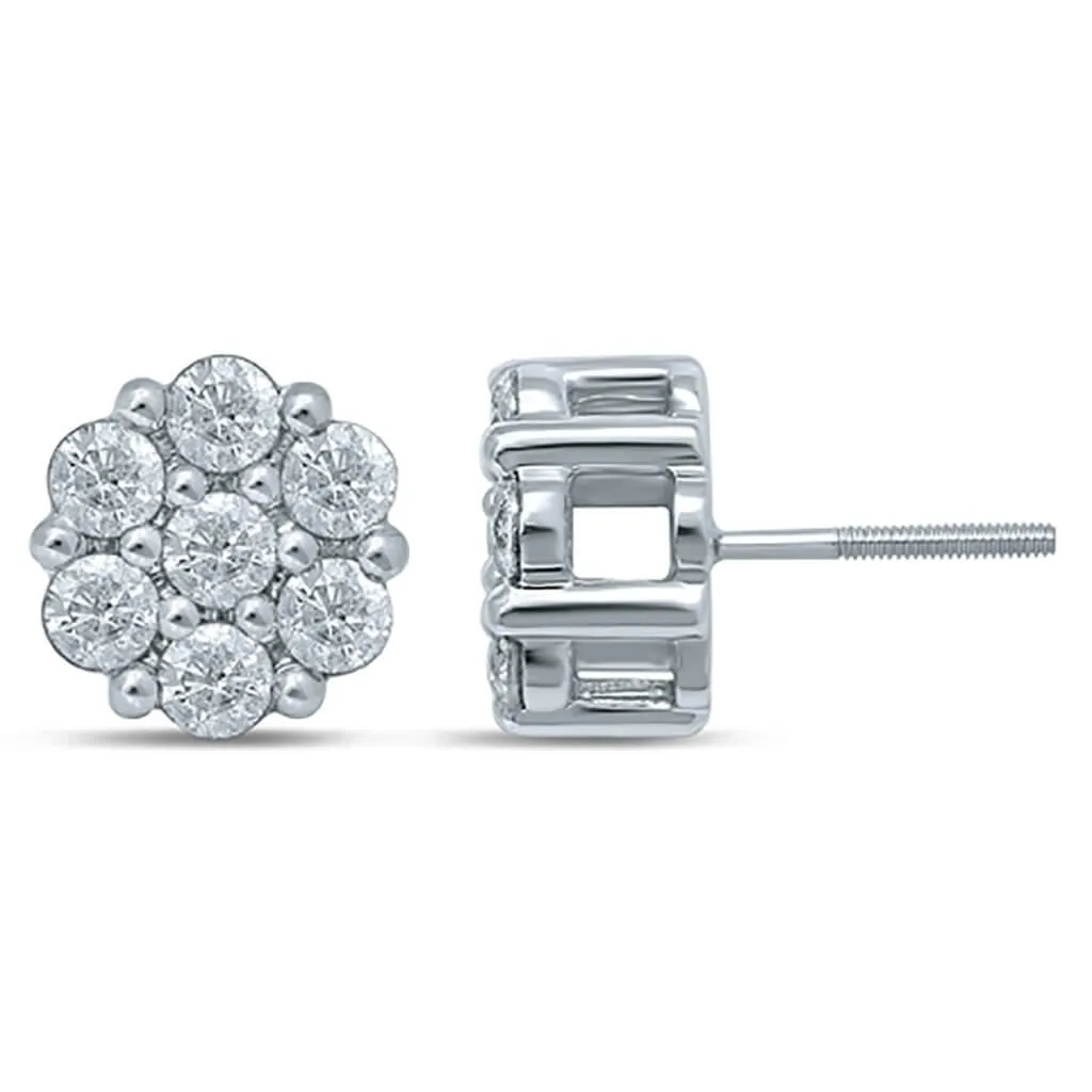 10K 2.01-2.07CT D-EARRING FLOWER RDS