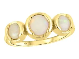 10K Yellow Gold 3 Round Cabachon Opal Ring