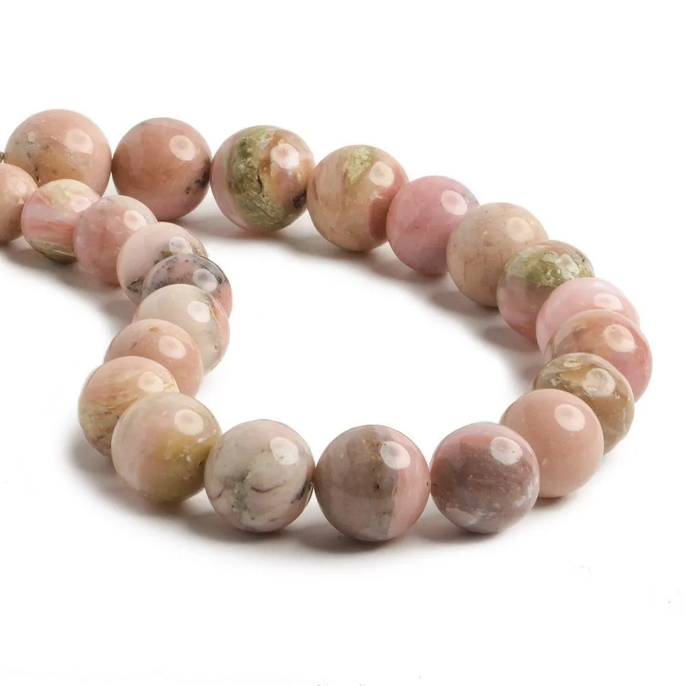 11-16.5mm Pink Peruvian Opal plain round beads 16 inch 33 pieces