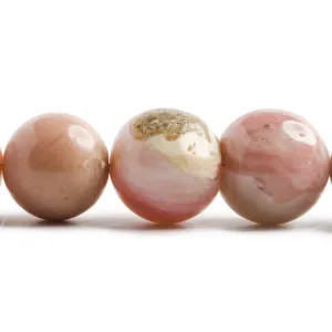 11-16.5mm Pink Peruvian Opal plain round beads 16 inch 33 pieces