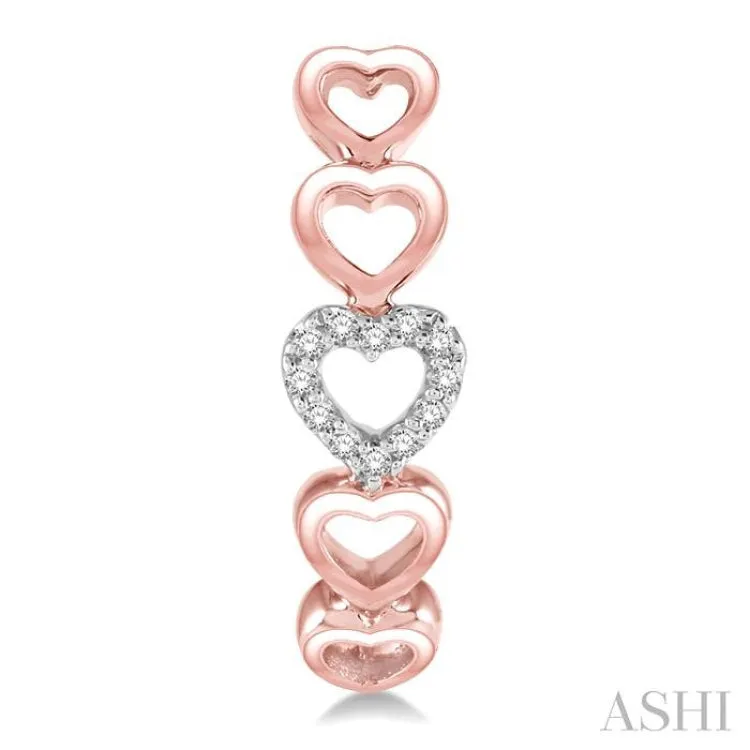 1/10 Ctw Five Heart Union Round Cut Diamond Earrings in 10K Rose Gold