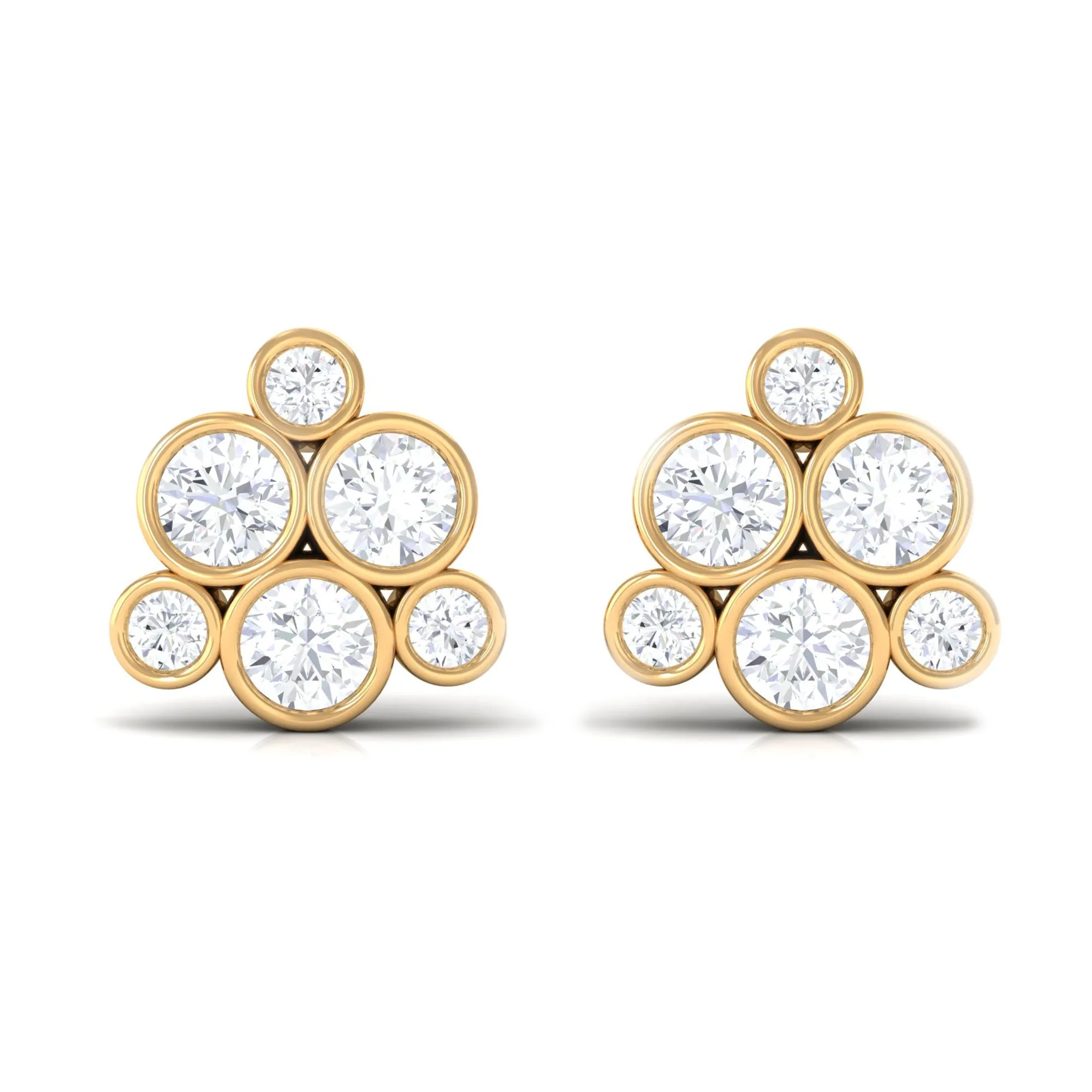 1/2 CT Bezel Set Diamond Cluster Stud Earrings