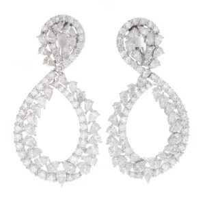 12ct 18k White Gold Diamond Drop Earrings