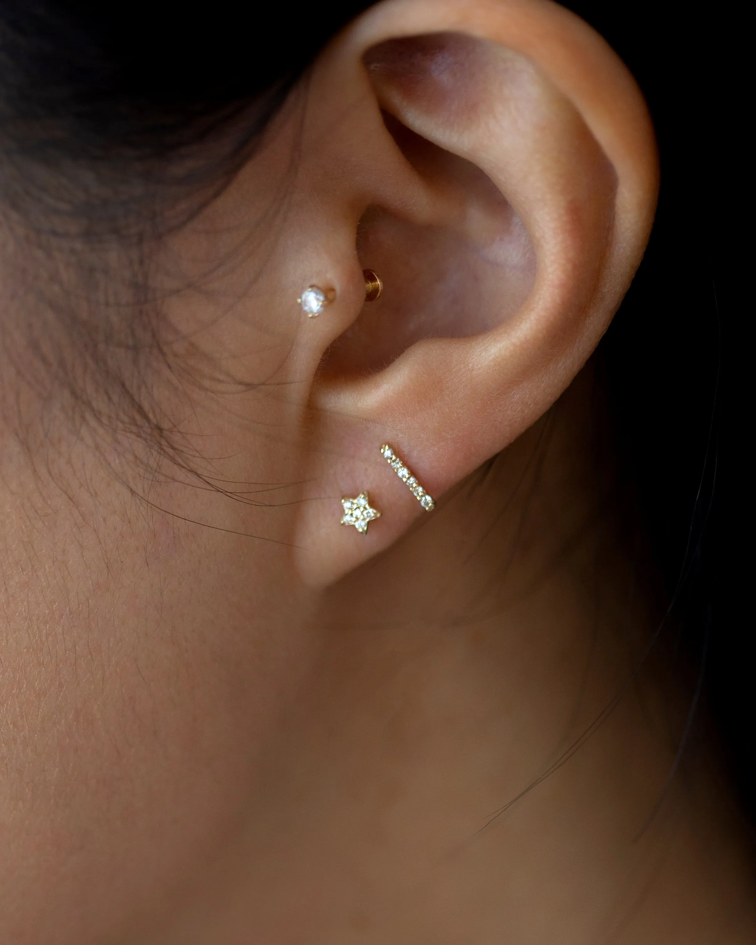 14k Diamond Bar Stud