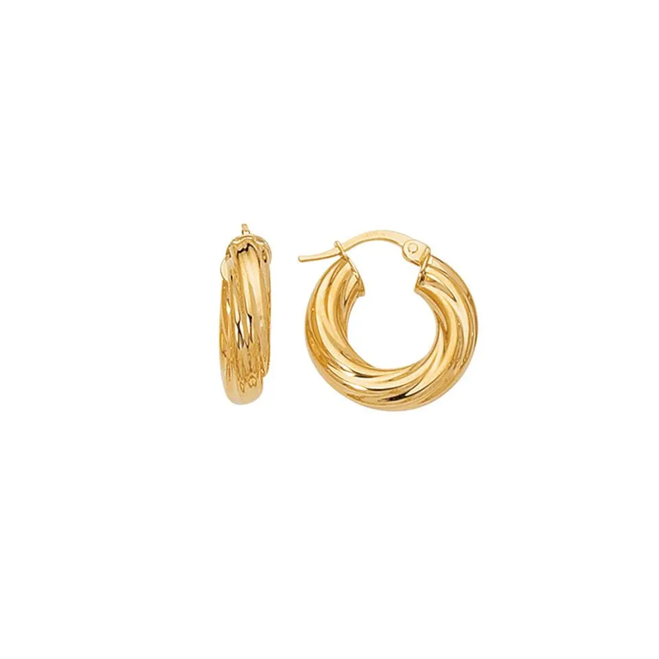 14K Gold Small Twisted Hoop Earrings