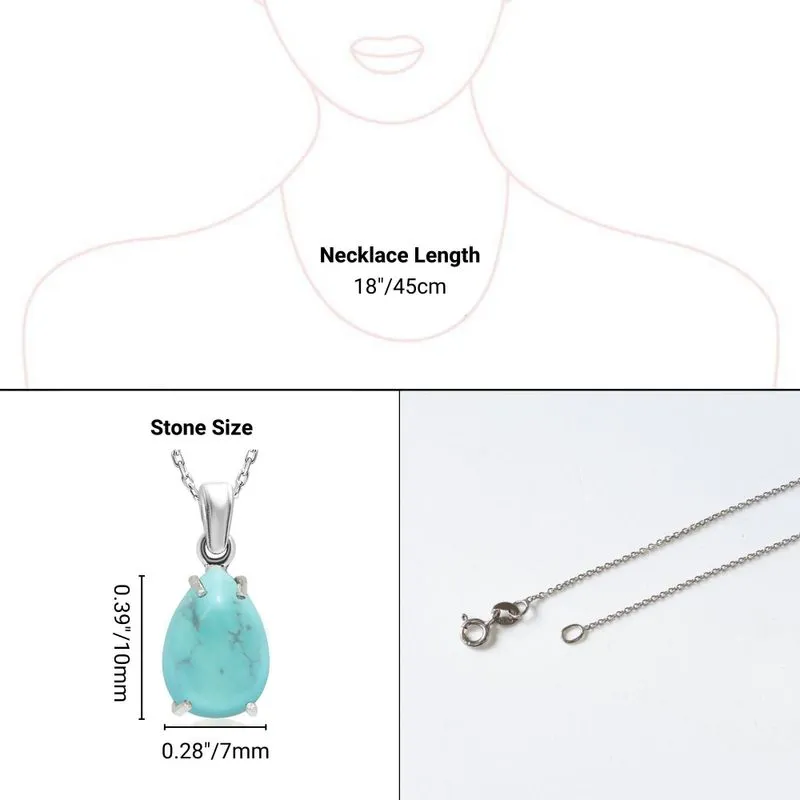 14K Gold Turquoise Teardrop Pendant Necklace