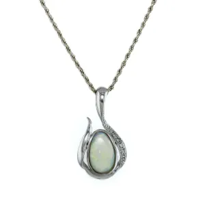 14k White Gold Vintage Opal X Diamond Pendant