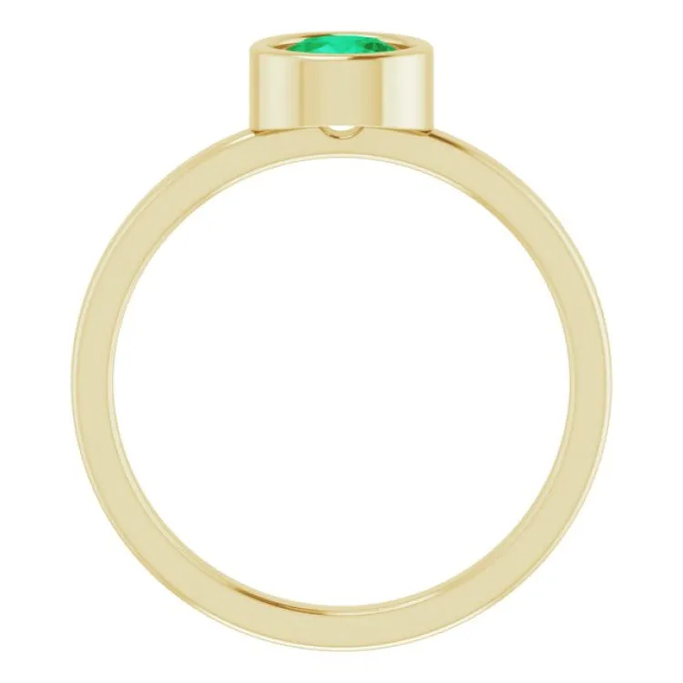 14K Yellow 5.5 mm Lab-Grown Emerald Ring