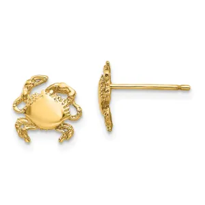 14k Yellow Gold Crab Earrings