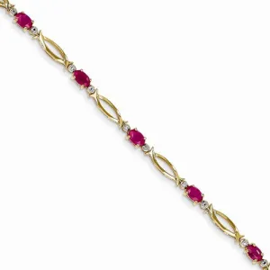 14K Yellow Gold Diamond and African Ruby Bracelet