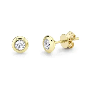 14K Yellow Gold Diamond Bezel Set Stud Earrings