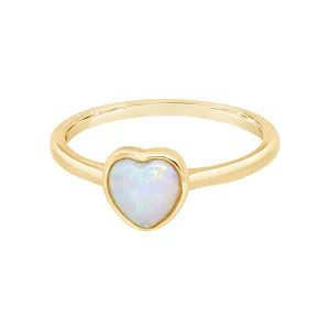 14K Yellow Gold Heart Shaped Australian Opal Ring