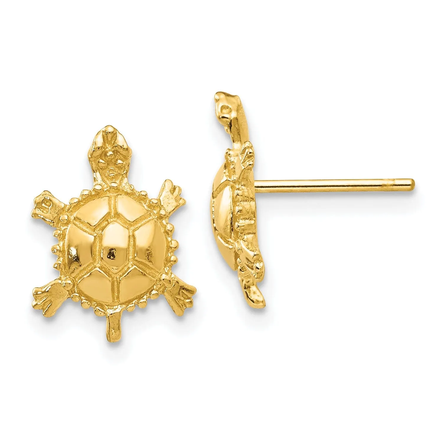 14k Yellow Gold Turtle Post Earrings