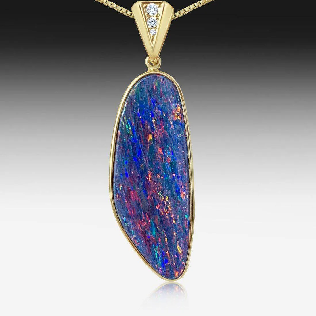 14kt Yellow Gold Opal and Diamond pendant