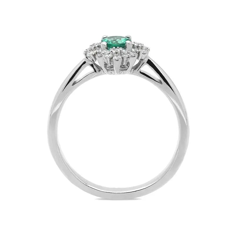 18ct White Gold 0.31ct Emerald and Diamond Ring D