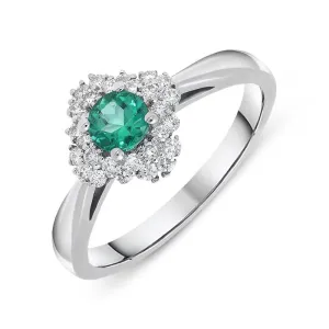 18ct White Gold 0.31ct Emerald and Diamond Ring D