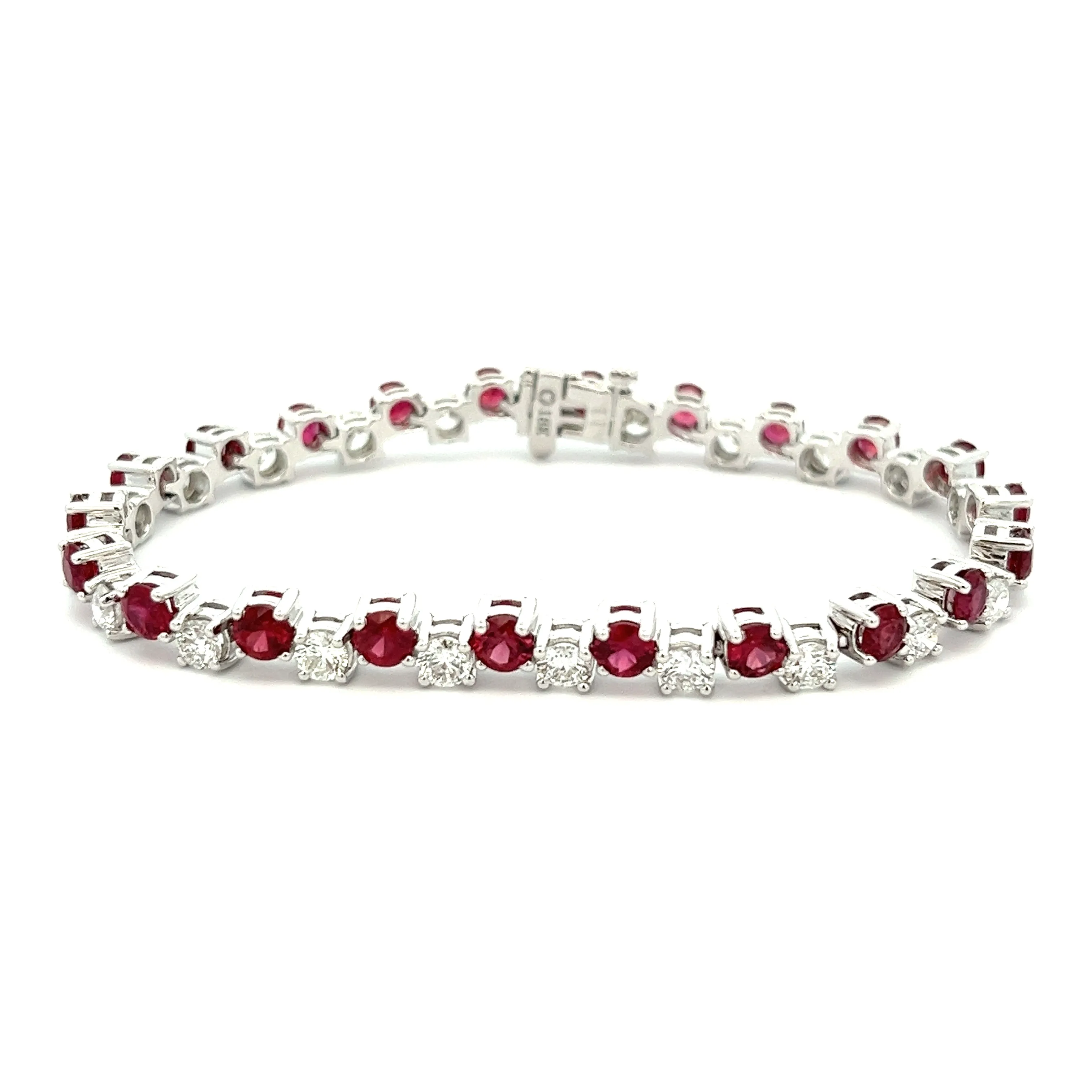 18k White Gold Diamond and Ruby Bracelet