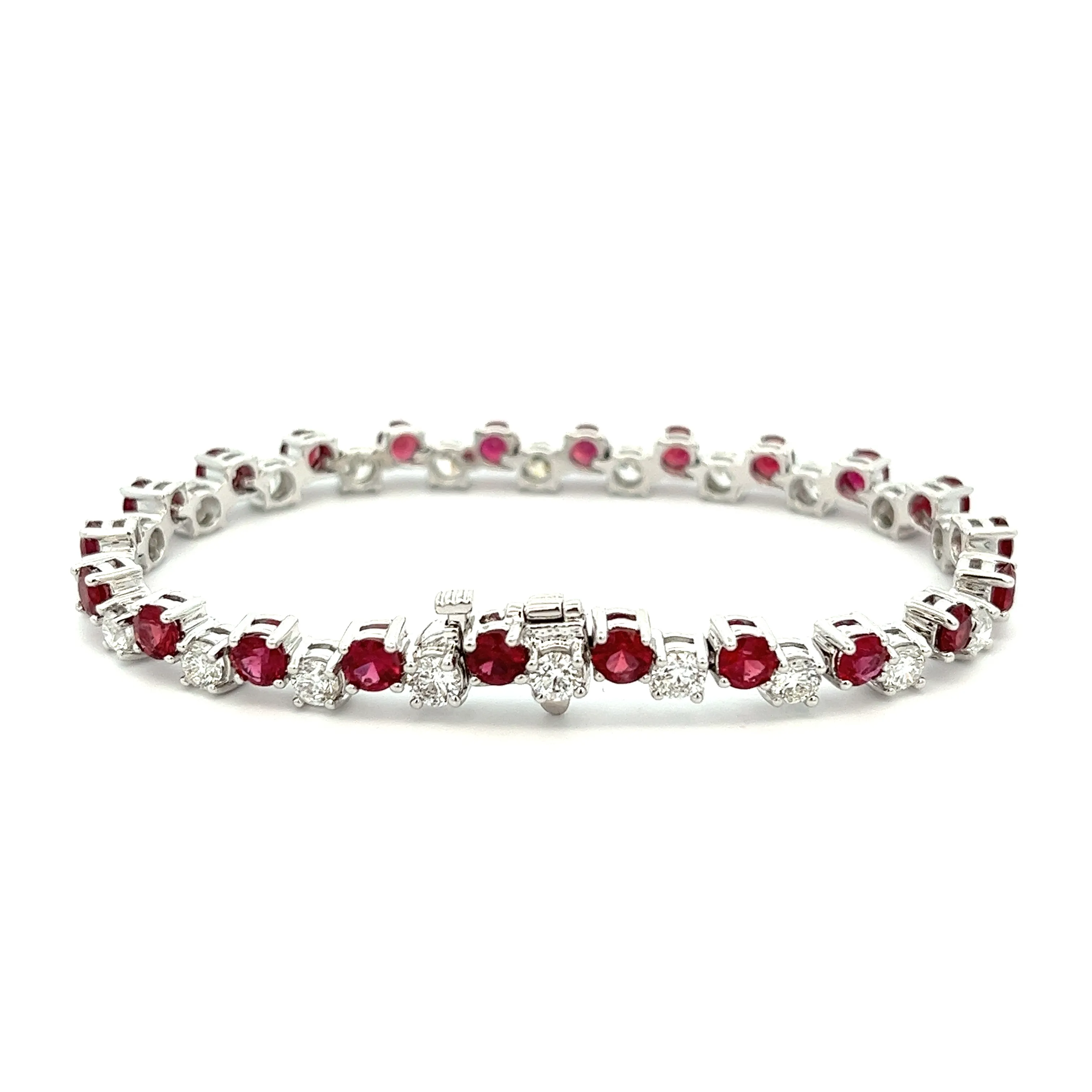 18k White Gold Diamond and Ruby Bracelet