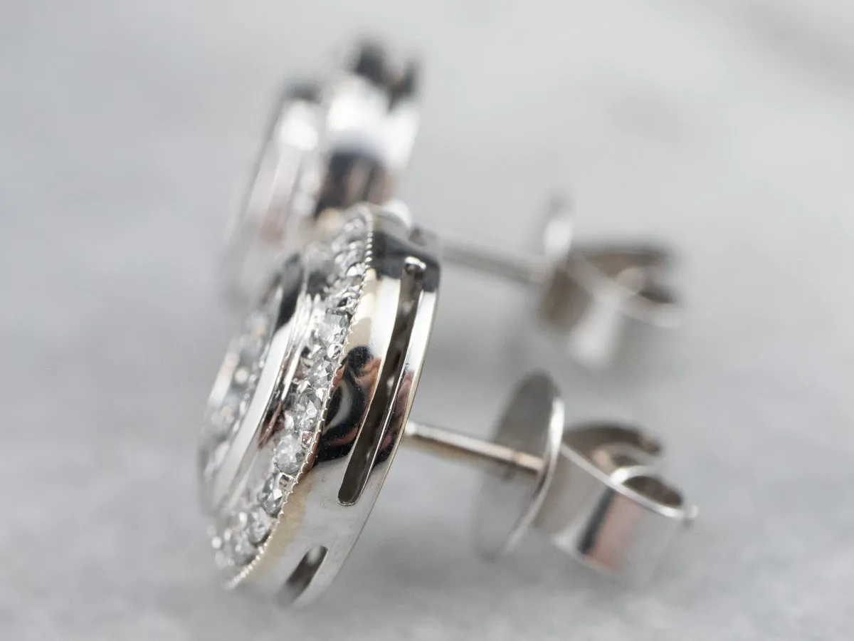 18K White Gold Diamond Cluster Stud Earrings