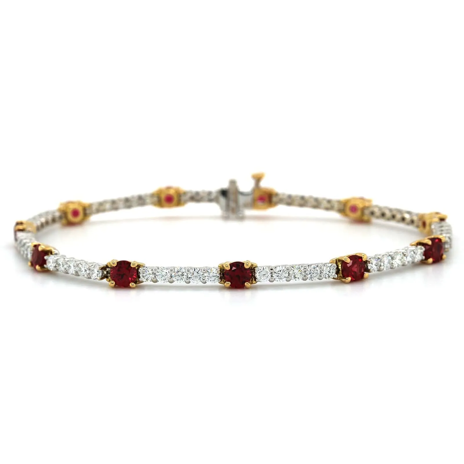 18K Yellow and White Gold Ruby and Diamond Bracelet