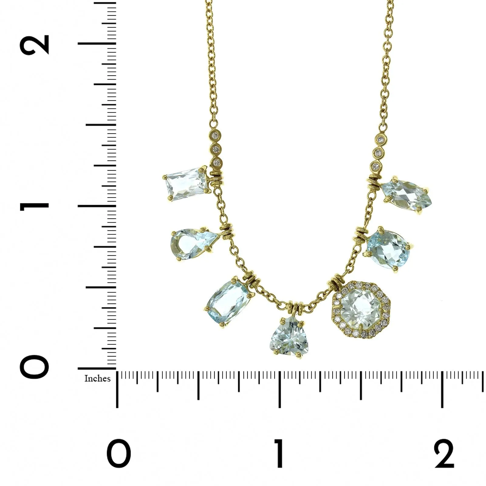 18K Yellow Gold Aquamarine Fringe Necklace