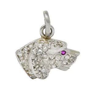 1920's Art Deco Pave Diamond Platinum Dog Charm