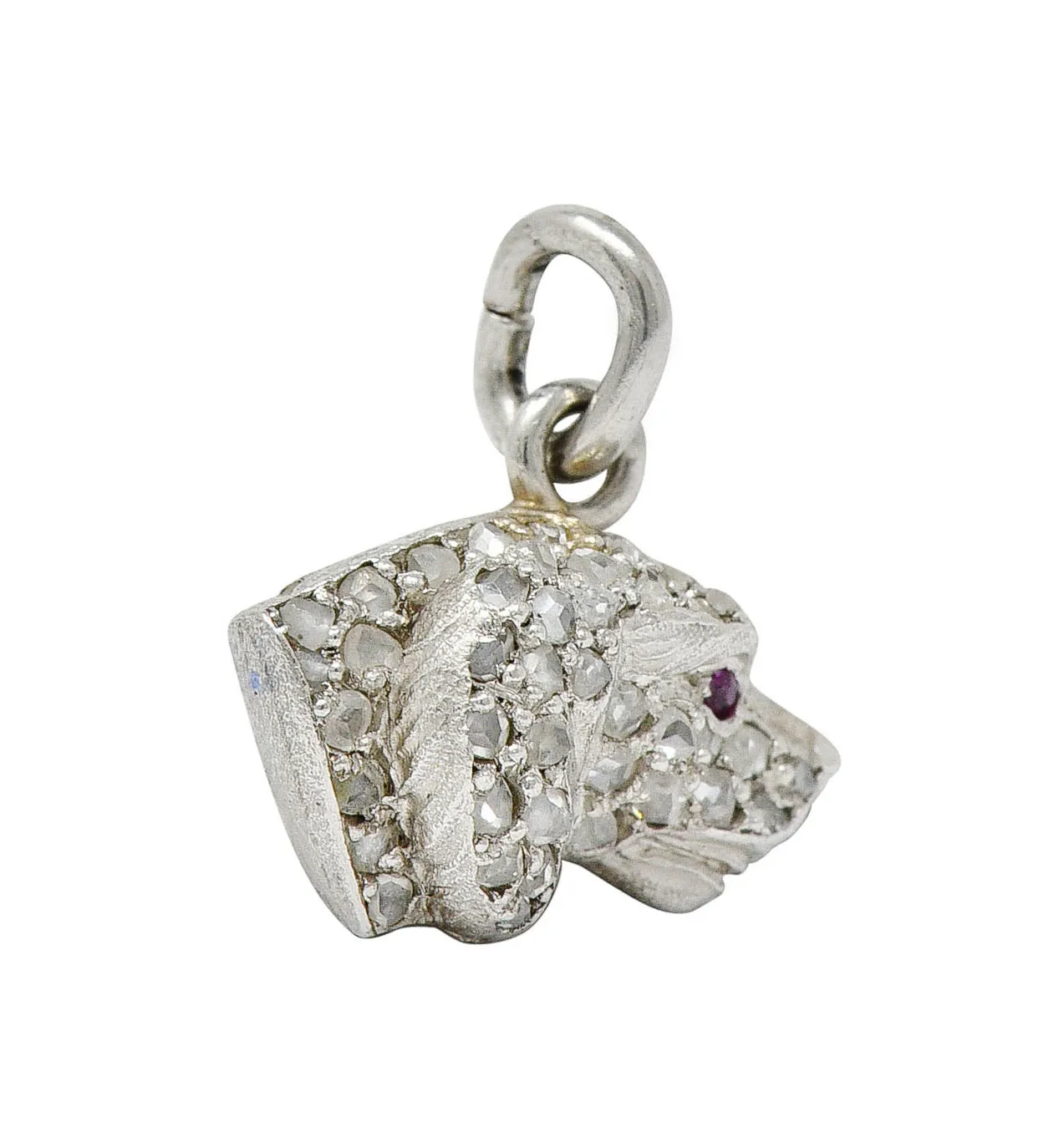 1920's Art Deco Pave Diamond Platinum Dog Charm