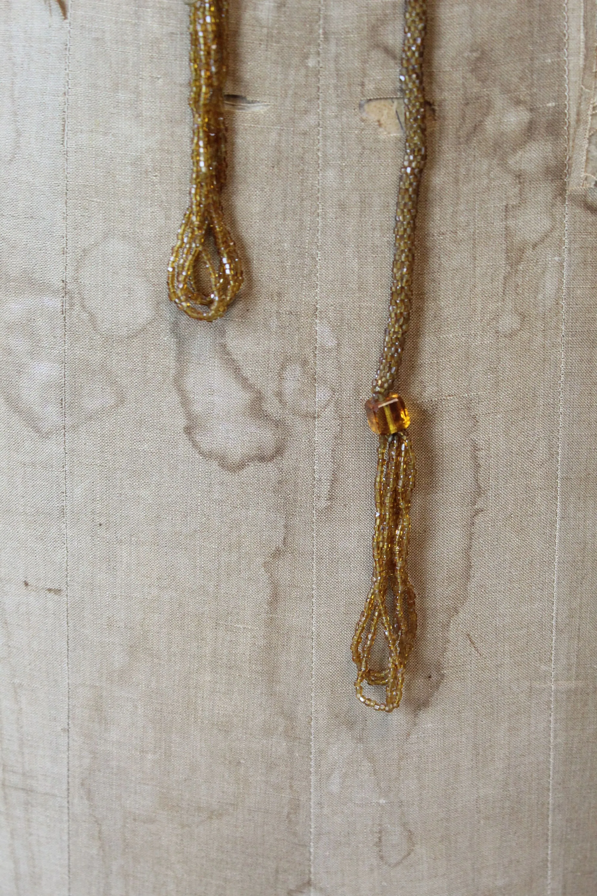 1920s BUTTERSCOTCH beaded SAUTOIR tassel necklace | new fall