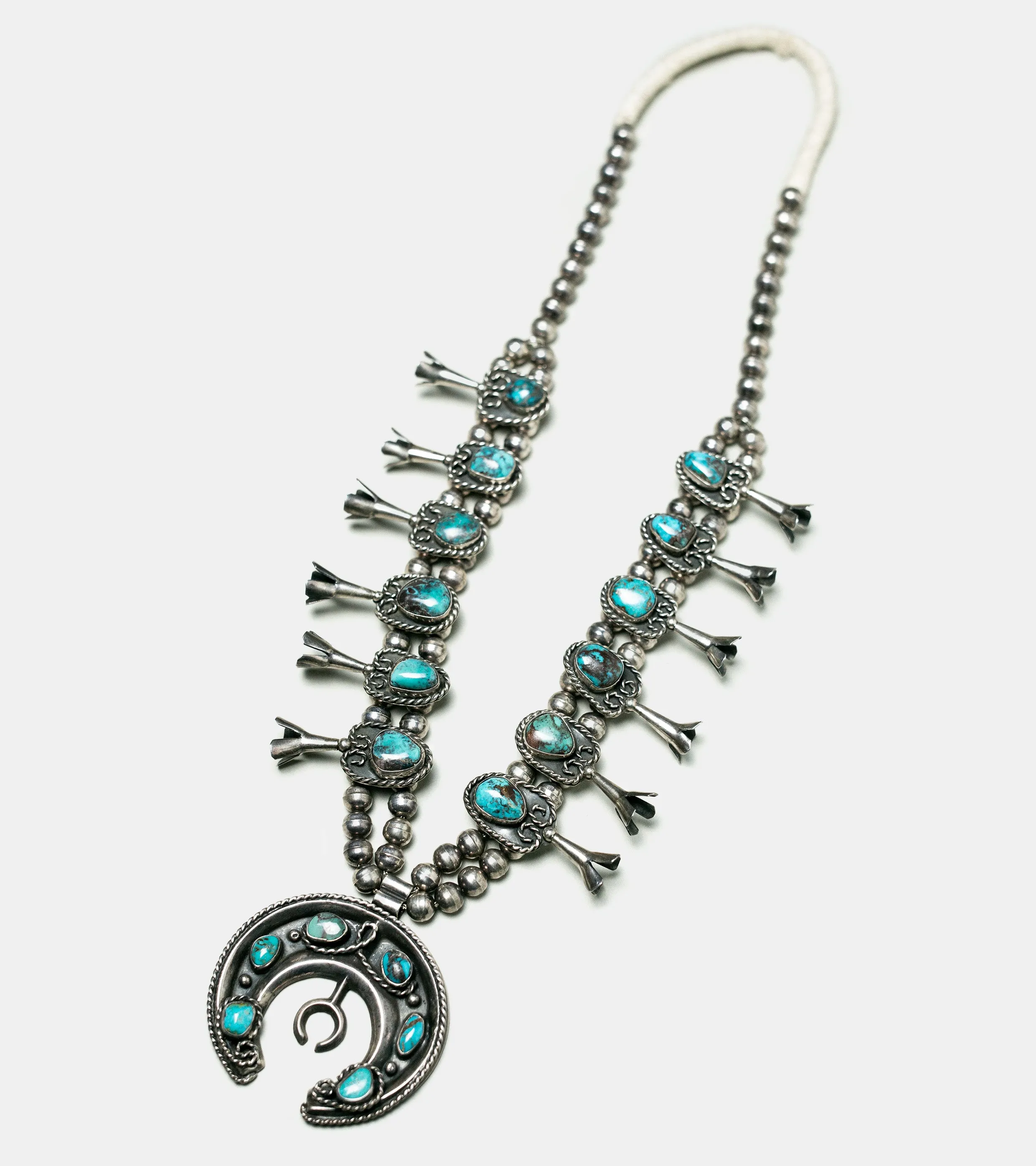 1920s Navajo Squash Blossom Necklace