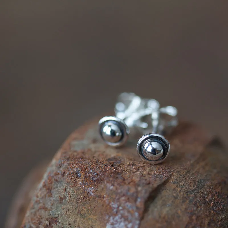 4.5mm Tiny Sterling Silver UFO Stud Earrings