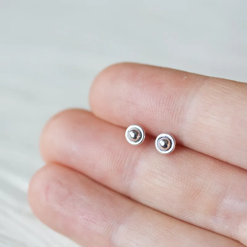 4.5mm Tiny Sterling Silver UFO Stud Earrings