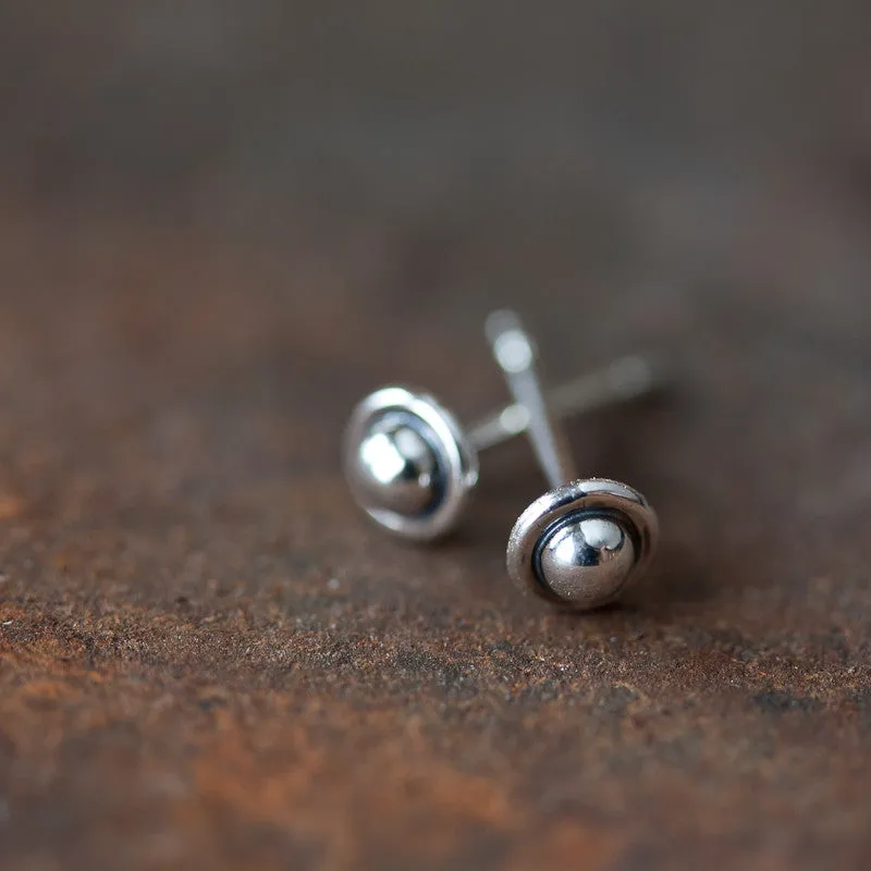 4.5mm Tiny Sterling Silver UFO Stud Earrings