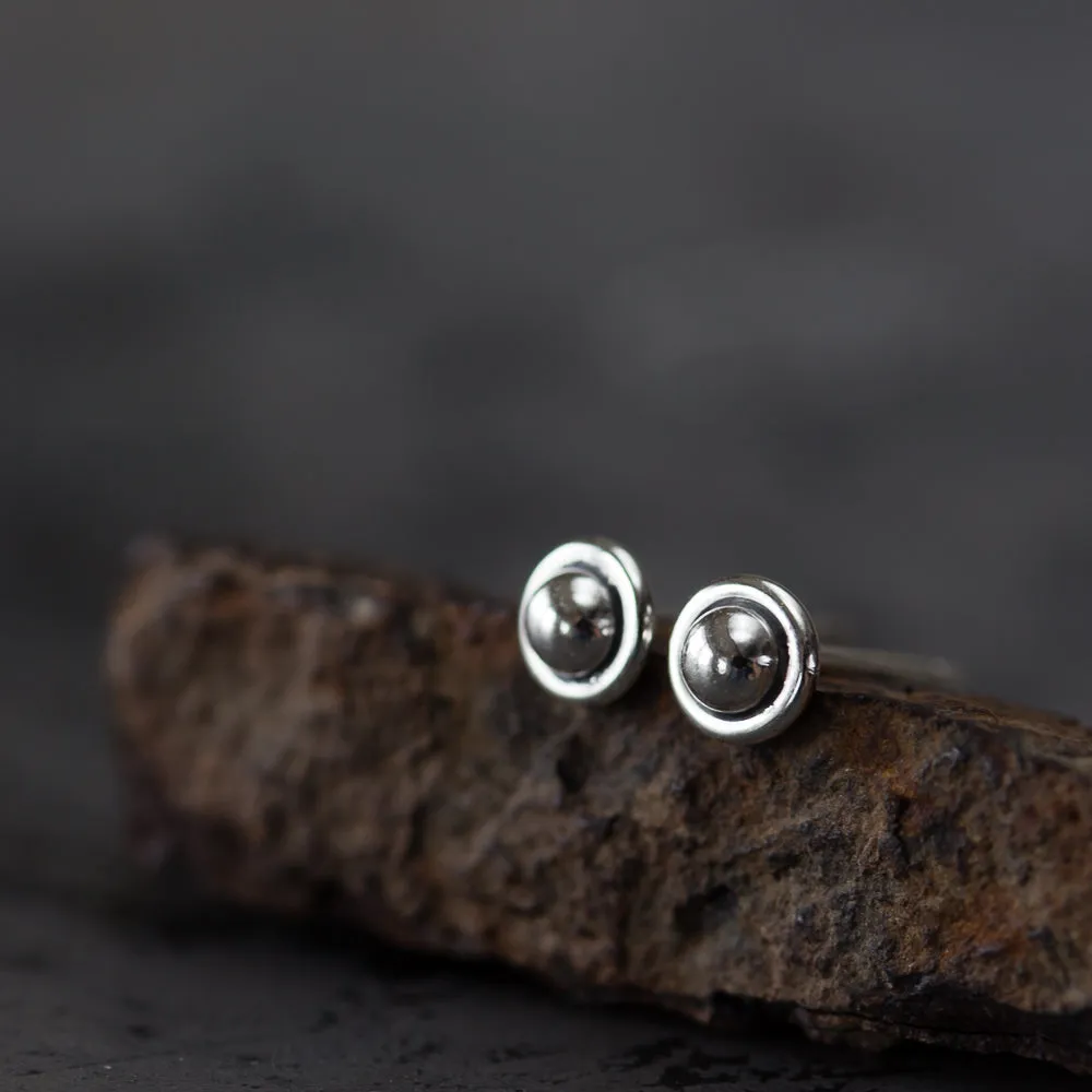 4.5mm Tiny Sterling Silver UFO Stud Earrings