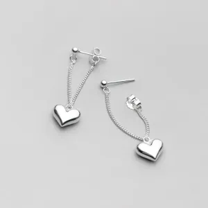 925 Sterling Silver  Earrings For Women Heart Chain Earring Jewelry Prevent Allergy Party Accessories Gift Heart Earrings