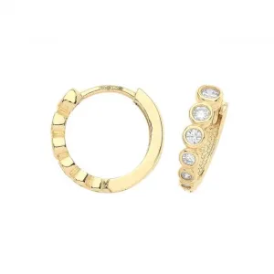 9ct Yellow Gold Graduated Zirconia Earrings with Hinged Design ER1185