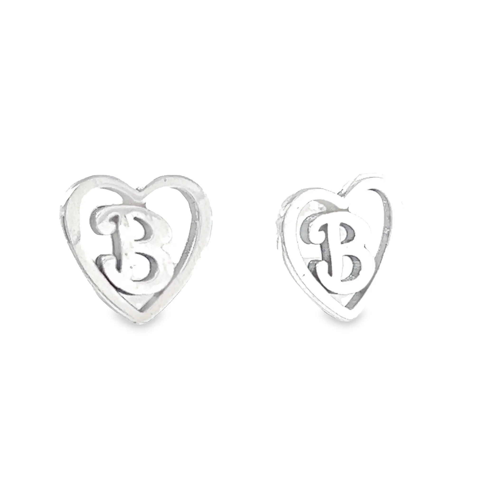 A426 Heart Letter B Post Earrings