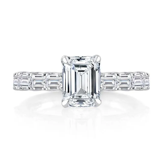 A.Jaffe Engagement Rings Emerald Cut Diamond Engagement Ring with East West Emerald Diamond Accents Band MECEC2822/320