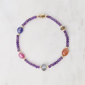 Amethyst and Sunstone Mixed Bead Bracelet