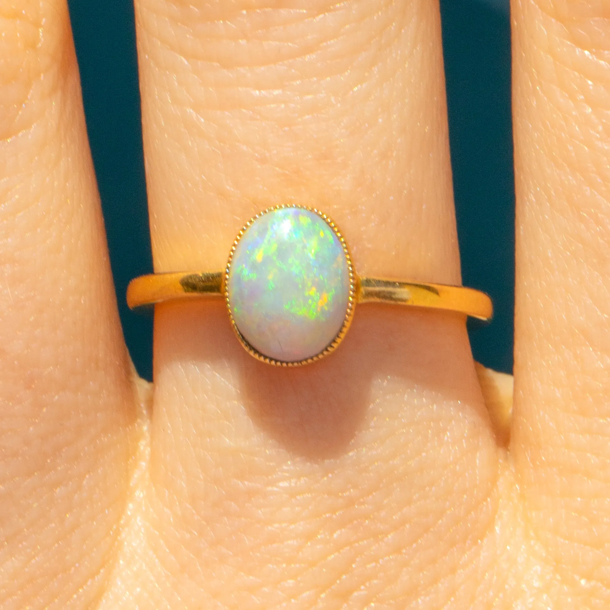 Antique 18ct Gold Opal Solitaire Ring, 0.70ct