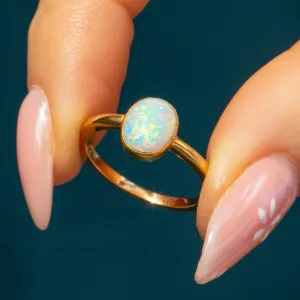 Antique 18ct Gold Opal Solitaire Ring, 0.70ct