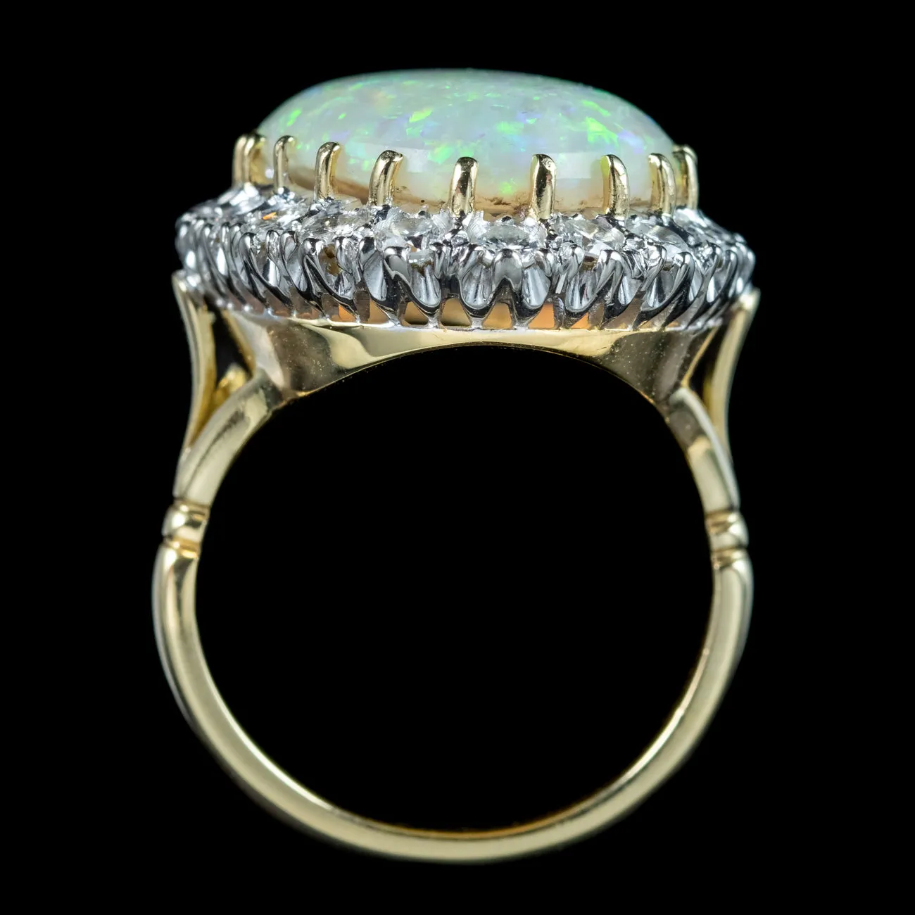 Antique Edwardian Opal Diamond Cluster Ring 20ct Opal