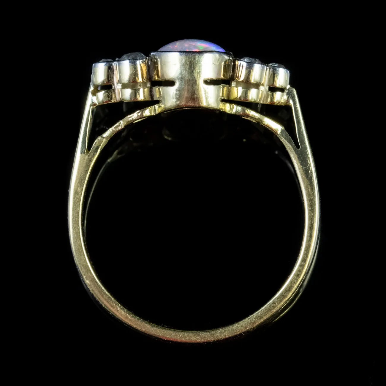 Antique Edwardian Opal Diamond Ring 18Ct Gold Circa 1905