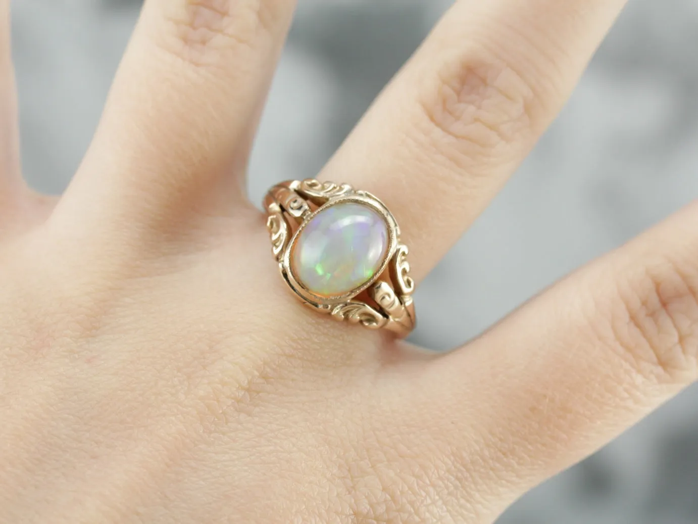 Antique Opal Ornate Gold Ring