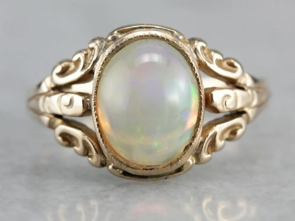 Antique Opal Ornate Gold Ring