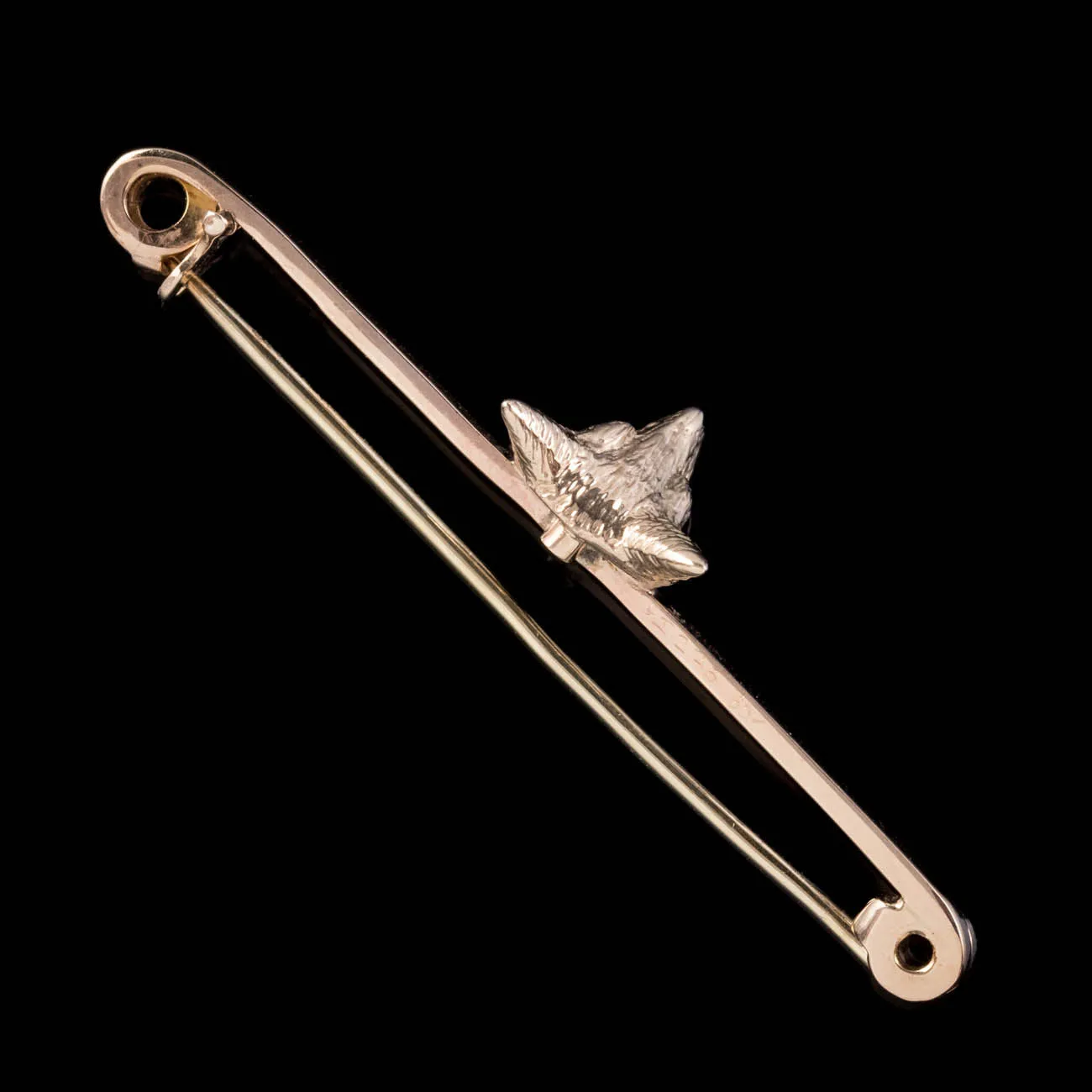 Antique Victorian Diamond Fox Pin Brooch 9Ct Gold Circa 1900