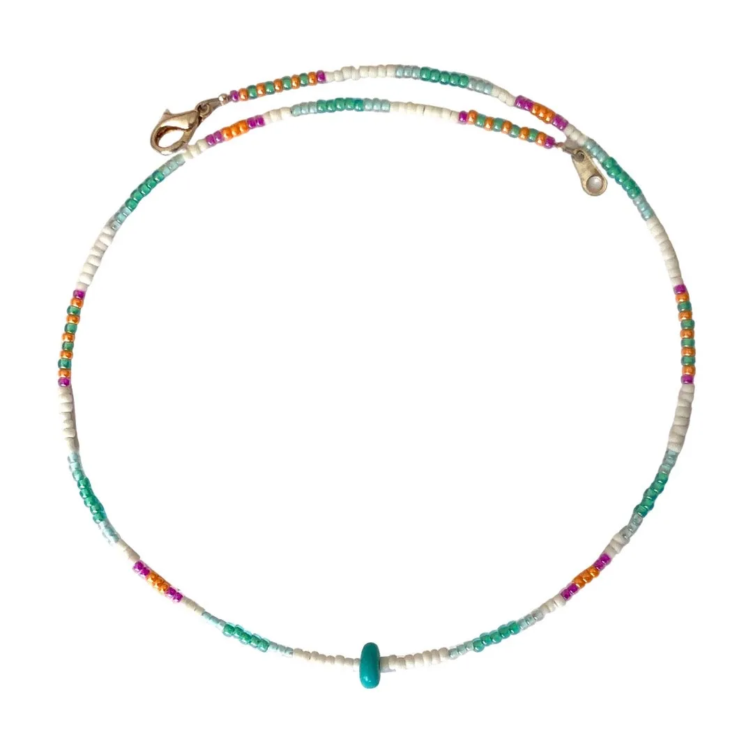 Aqua Waves Beaded Necklace