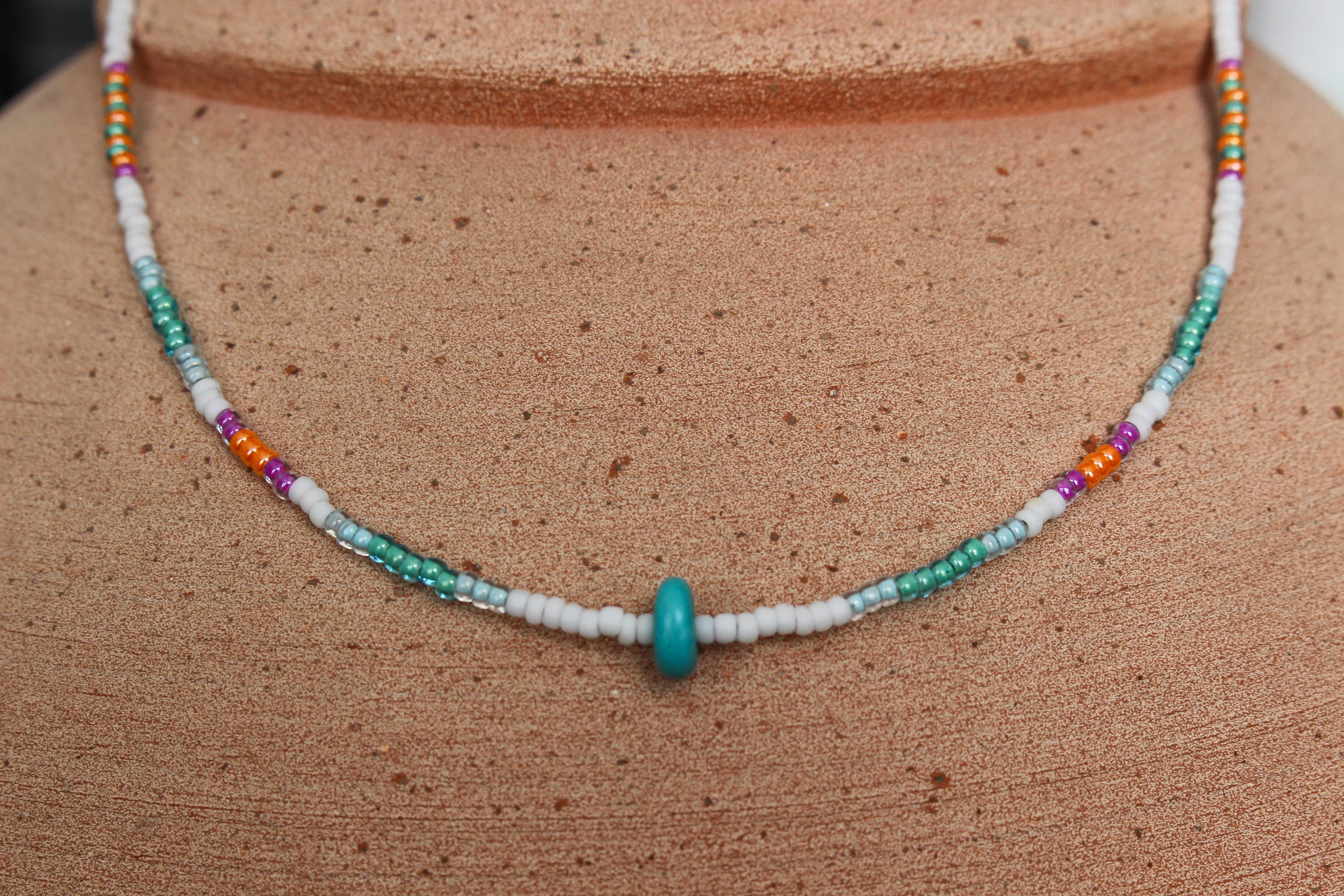 Aqua Waves Beaded Necklace