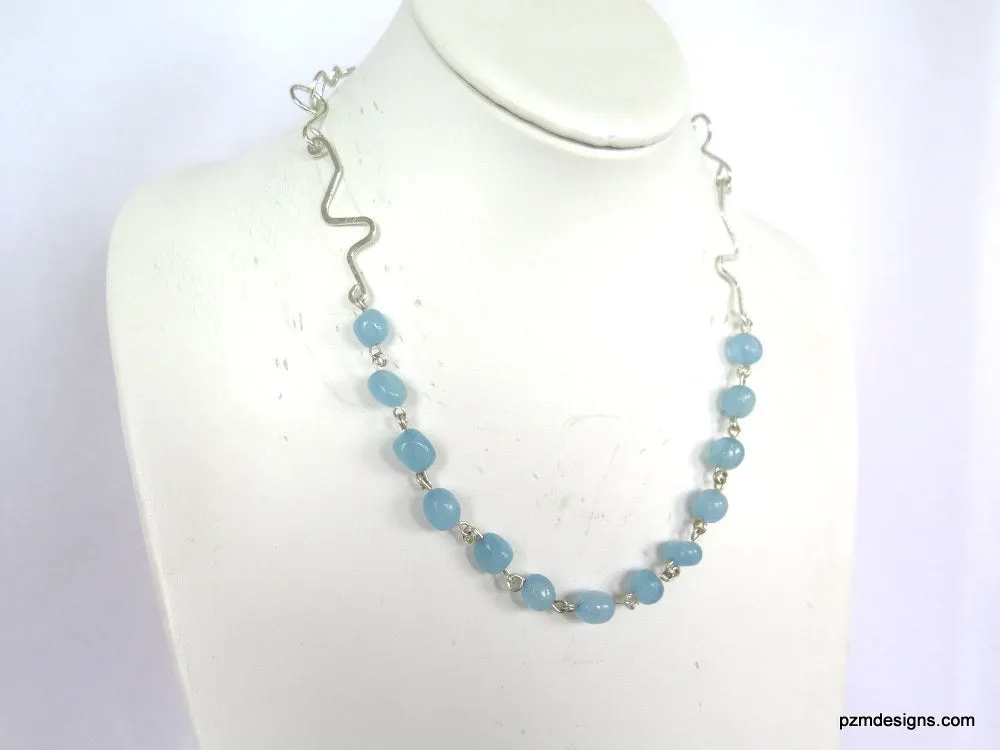 Aquamarine Gemstone Handmade Necklace - Handmade Jewelry