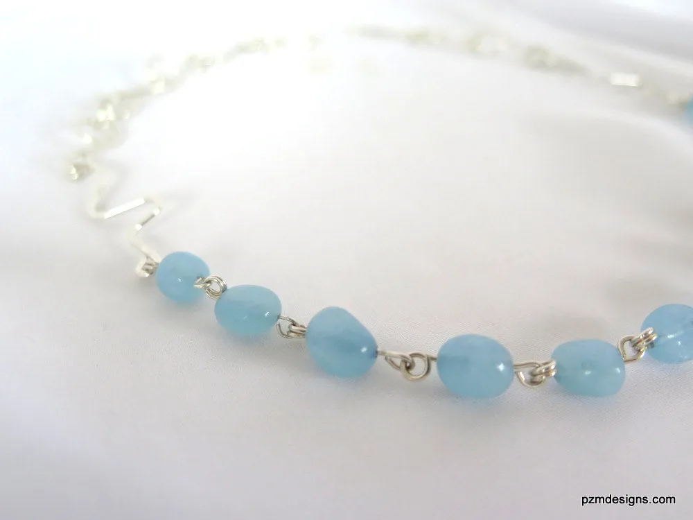 Aquamarine Gemstone Handmade Necklace - Handmade Jewelry